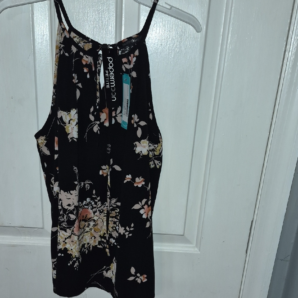 Papermoon Black and Pink Floral Camisole